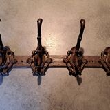 Coat rack hook X 4 Cast iron France folk art 50'S vintage metallic decoration