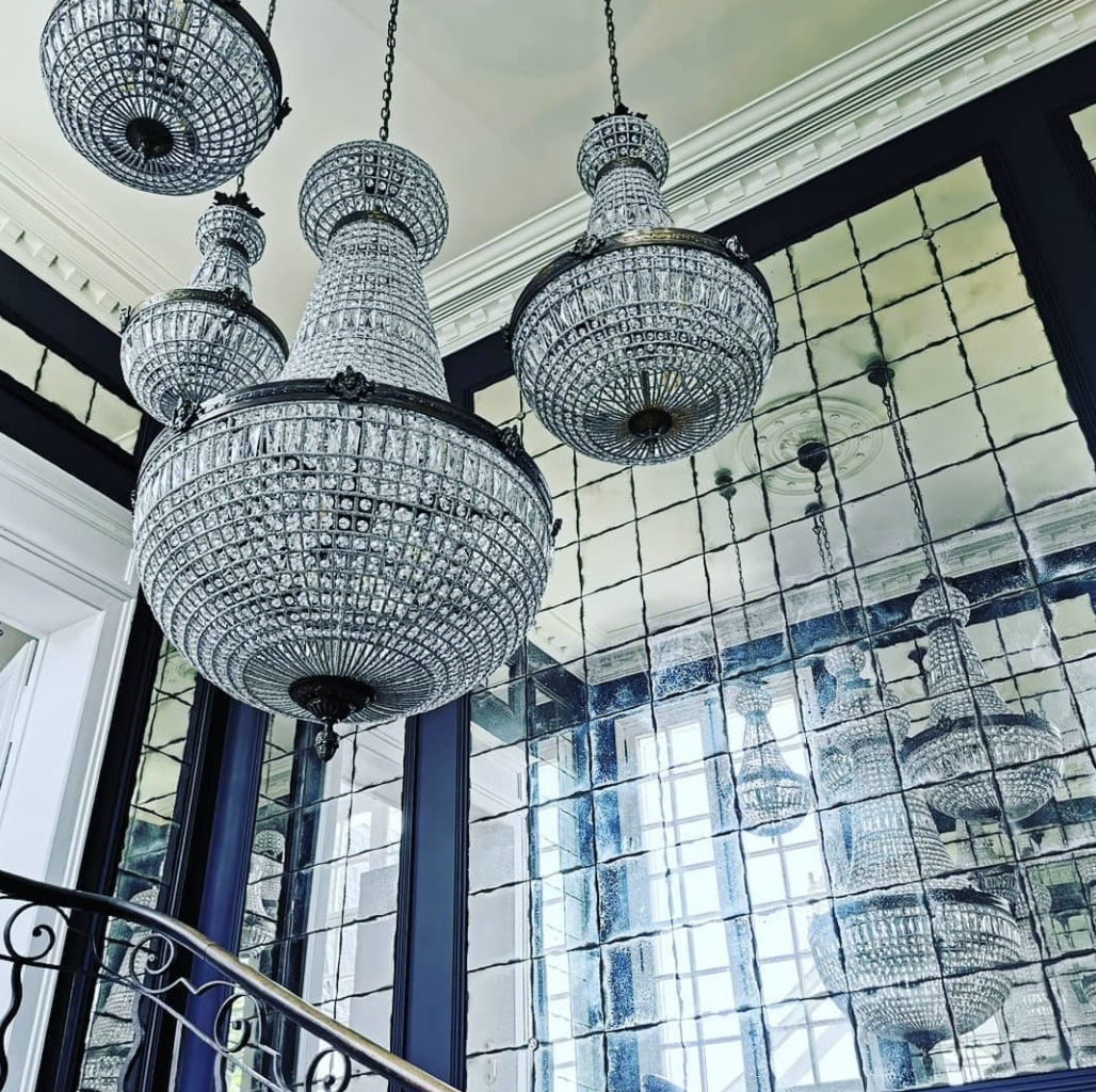 Bronze balloon chandelier and grapevines 90cm