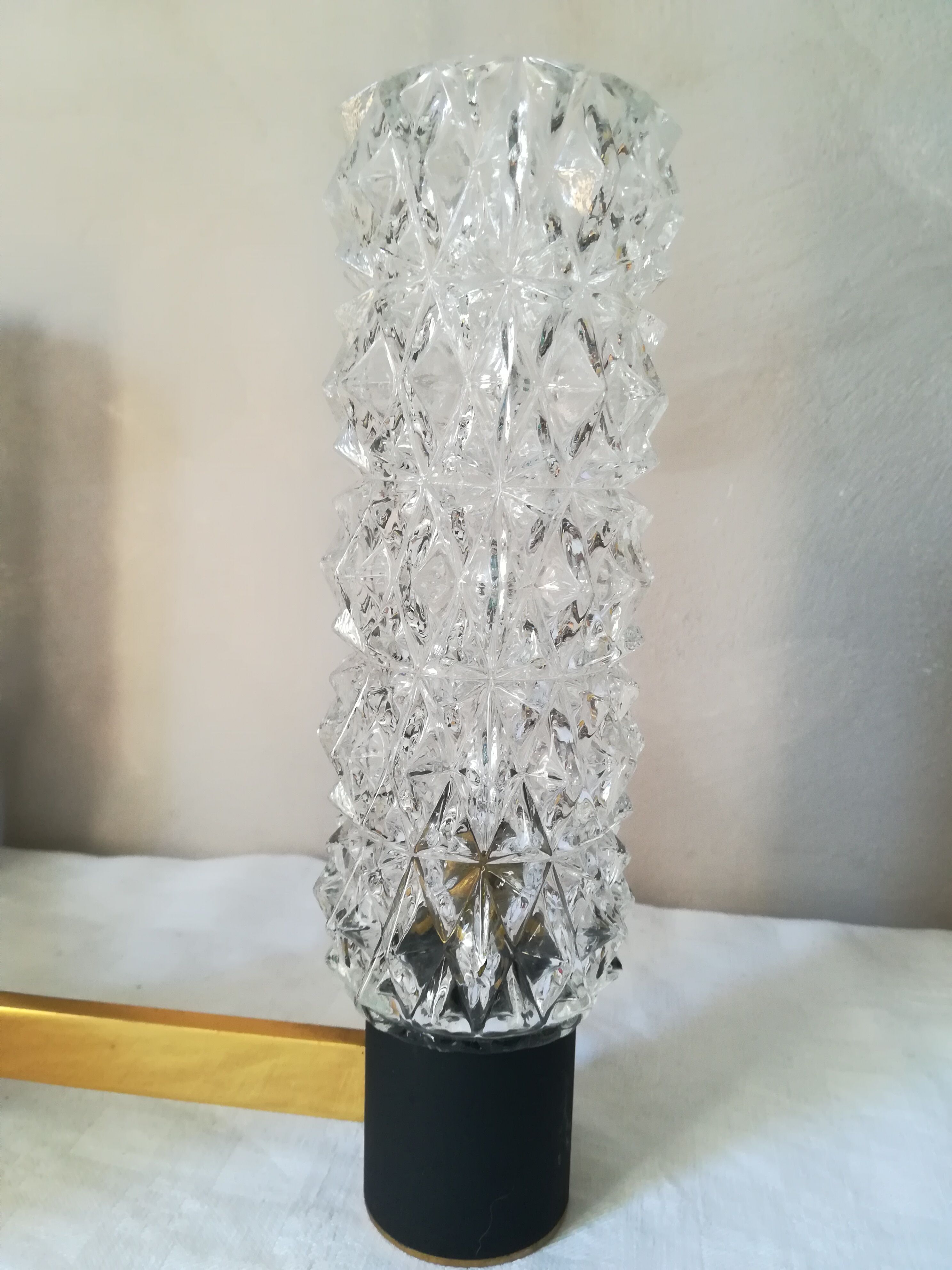 50s brass and glass chandelier