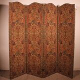 four-panel screen painted on 19th century fabric