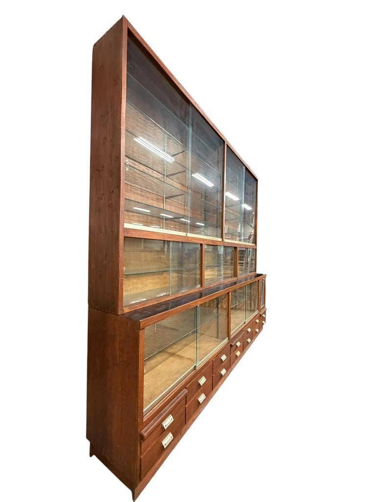 XL vintage wooden display cabinet / sideboard / wall cupboard