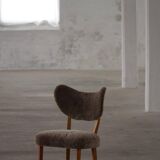 Danish chair from the mid-20th century, dining/office chair in lamb's wool, Eva Koppel, 1950s.