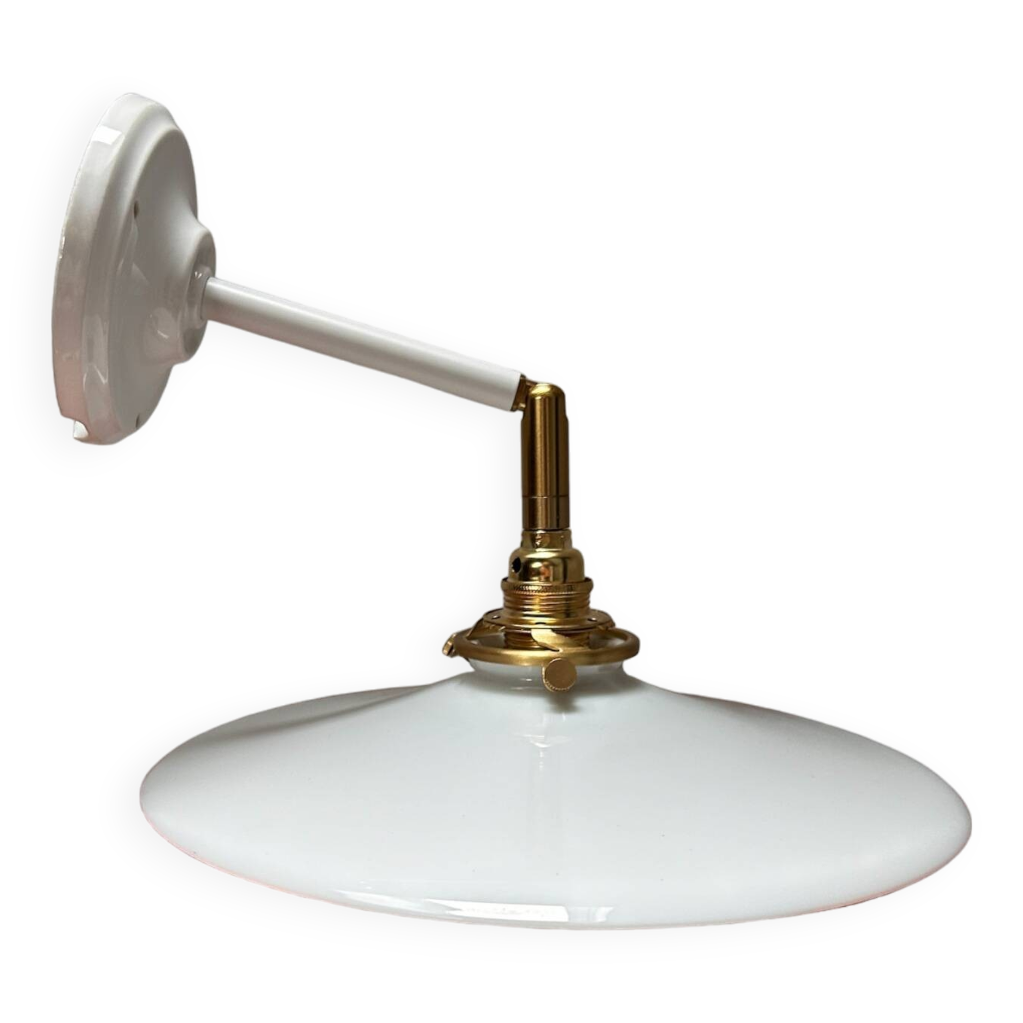 Vintage white opaline wall light