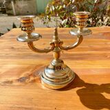 Chandelier double en métal argenté