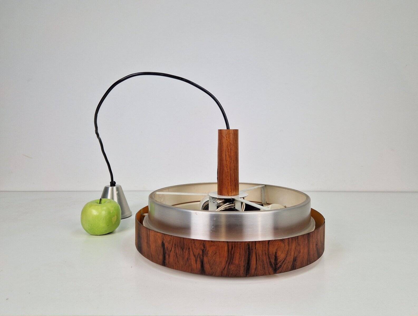 Vintage Scandinavian Pendant Lamp in Teak, 1960s