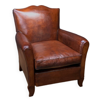 French leather club chair havana moustache model circa 1930's