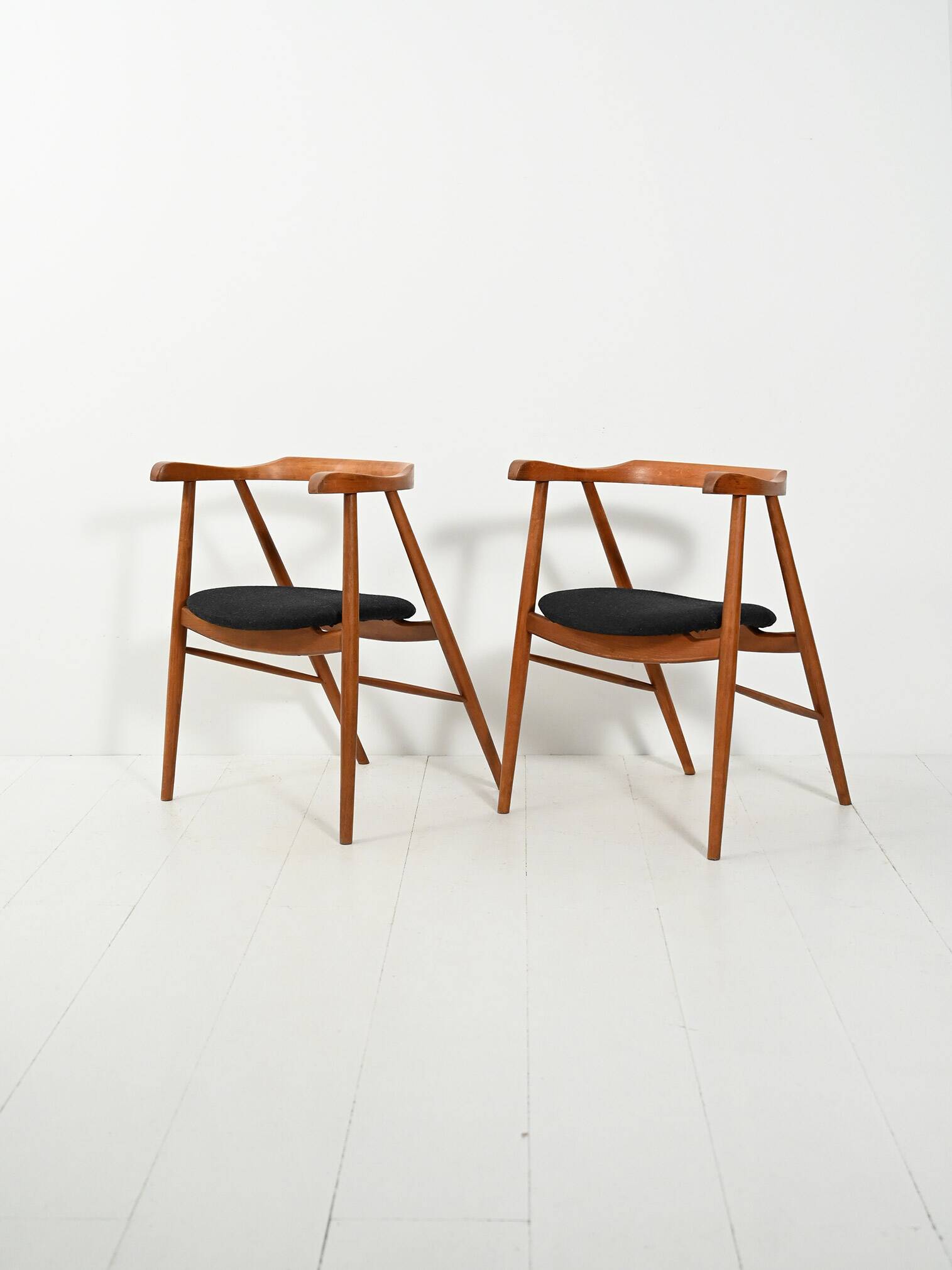 Pair of walnut dining chairs