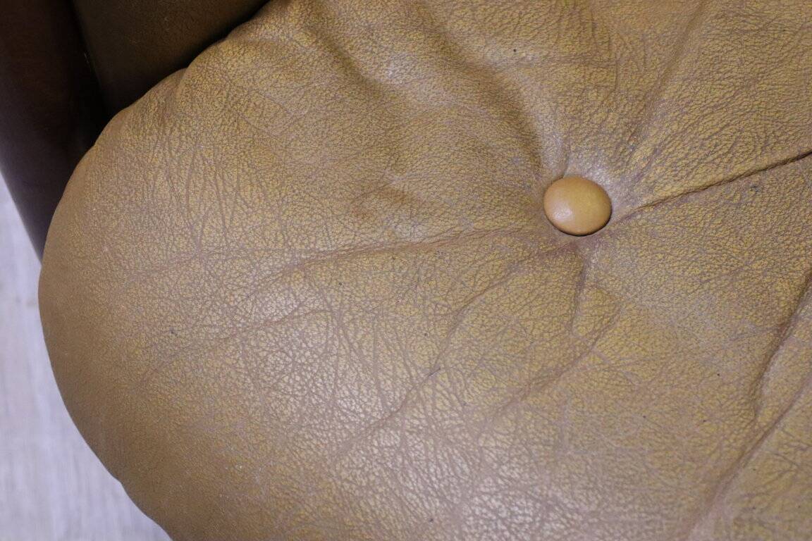 Scandinavian leather and beech armchair, 1960