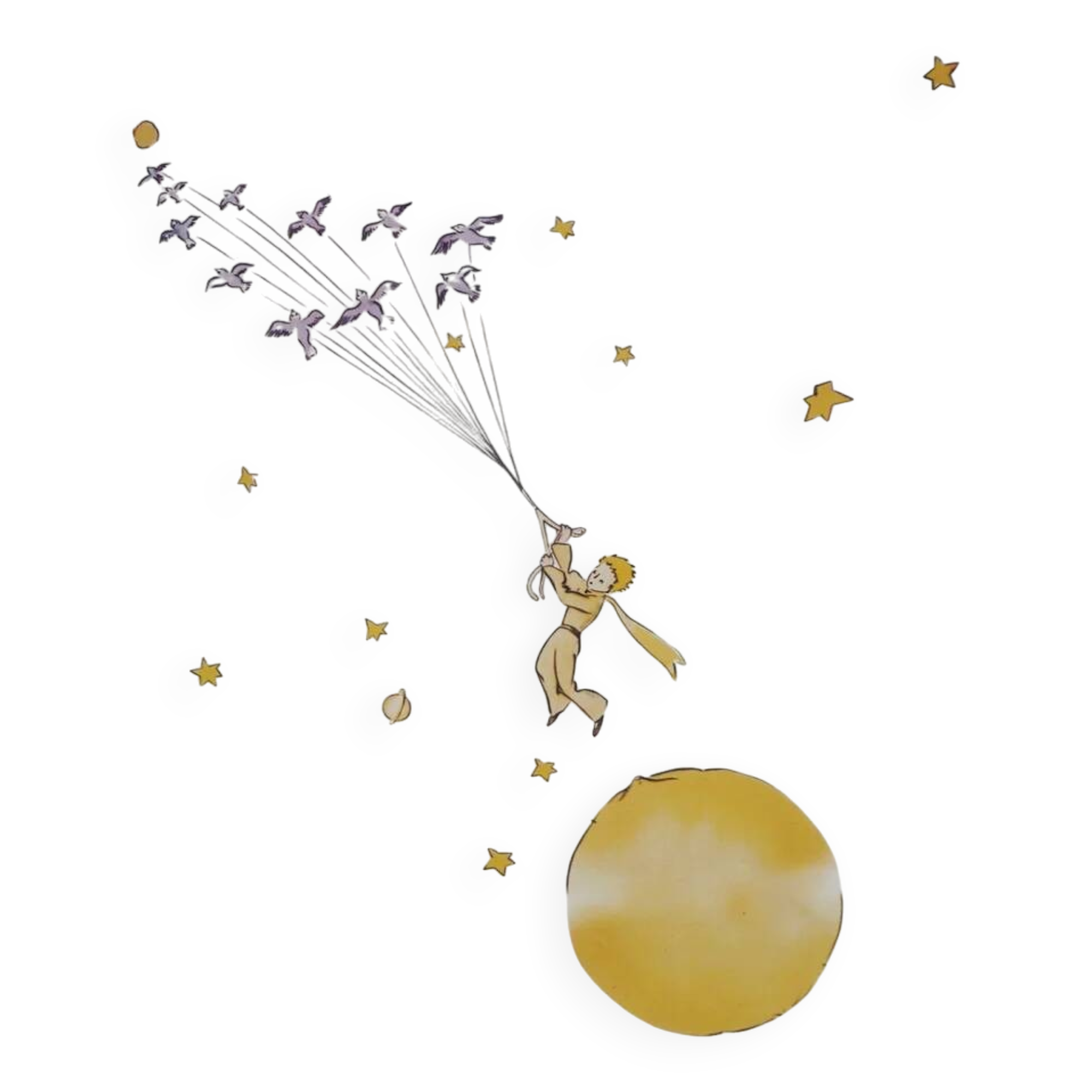 Antoine de Saint-Exupéry : Le Petit Prince en route vers les étoiles, lithographie