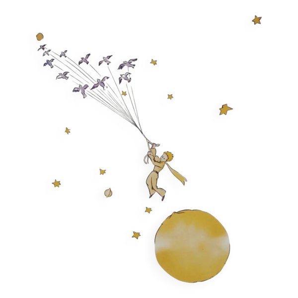 Antoine de Saint-Exupéry : Le Petit Prince en route vers les étoiles, lithographie