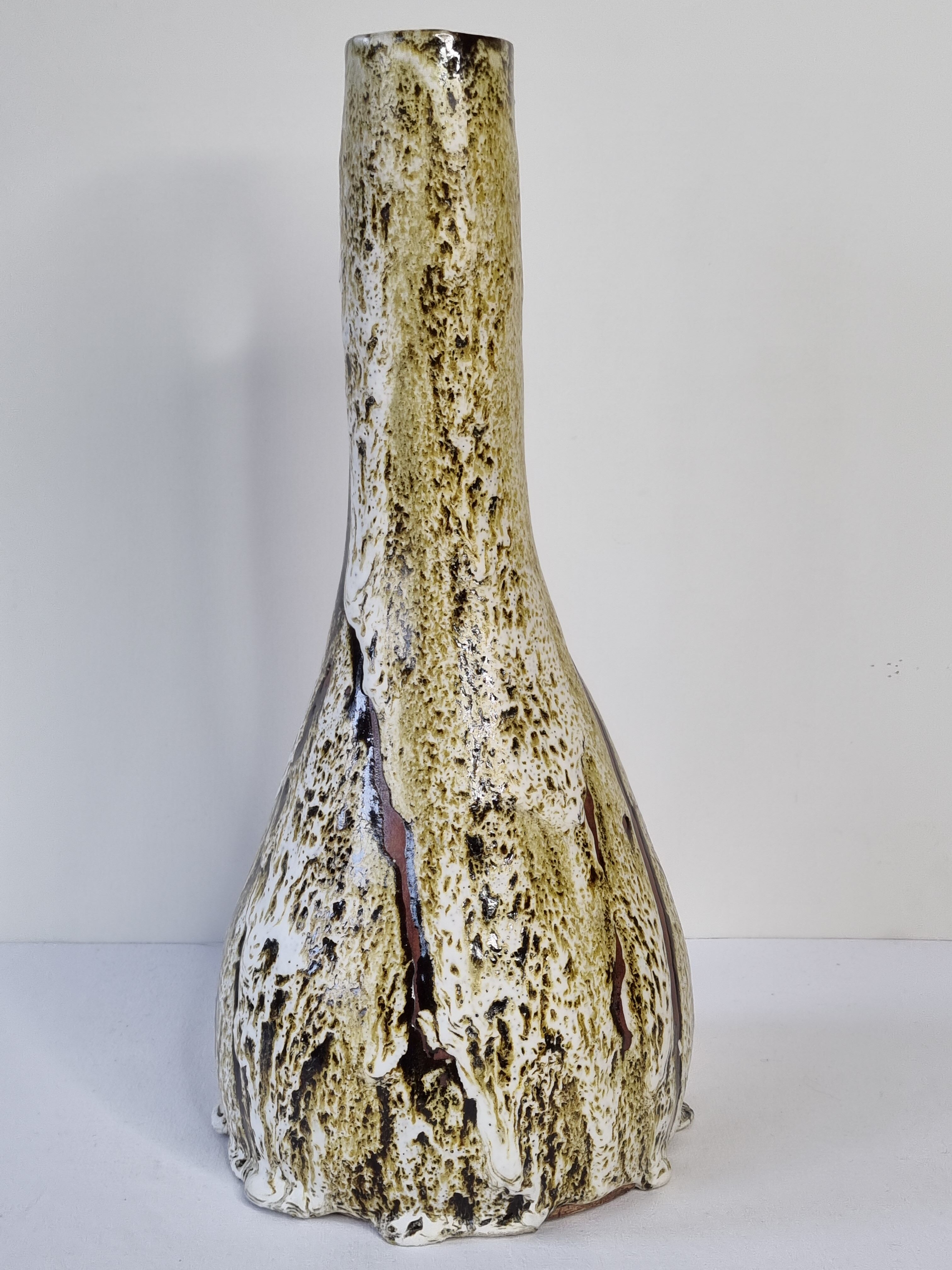 Fat lava glazed ceramic bottle vase