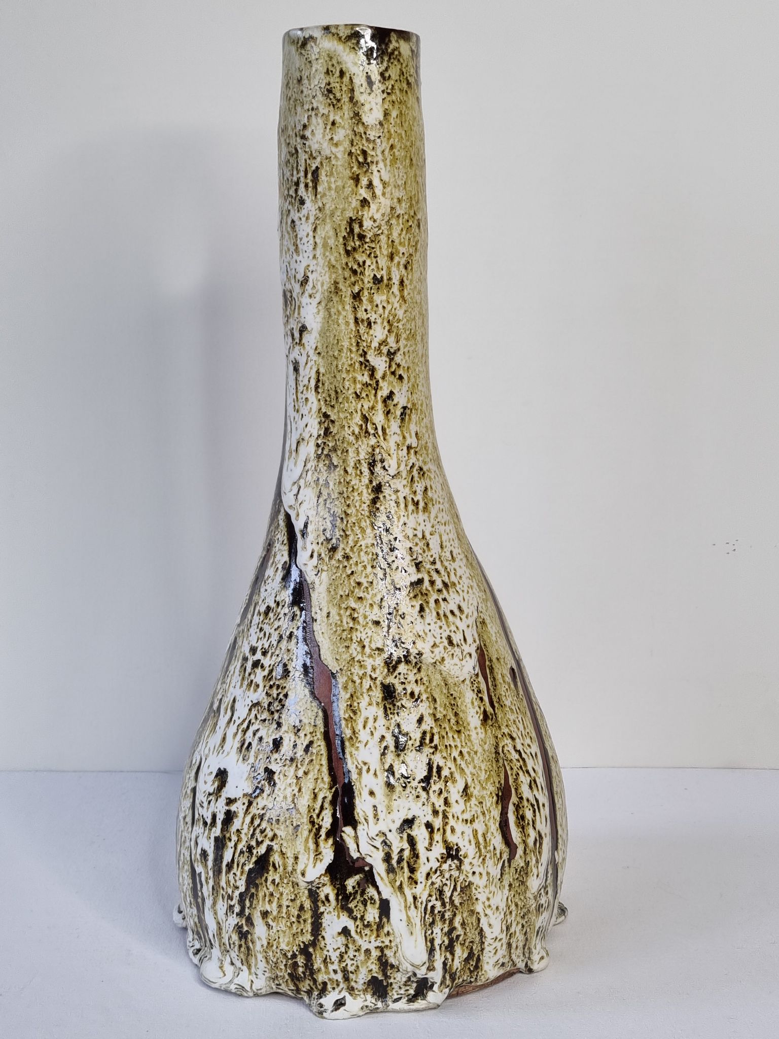 Fat lava glazed ceramic bottle vase