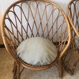 Pair of vintage rattan armchairs