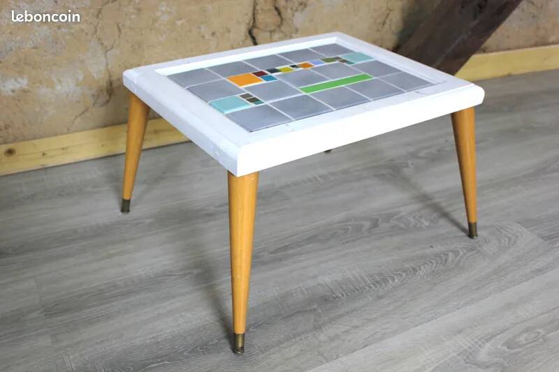Table basse vintage mosaïque design scandinave 1960