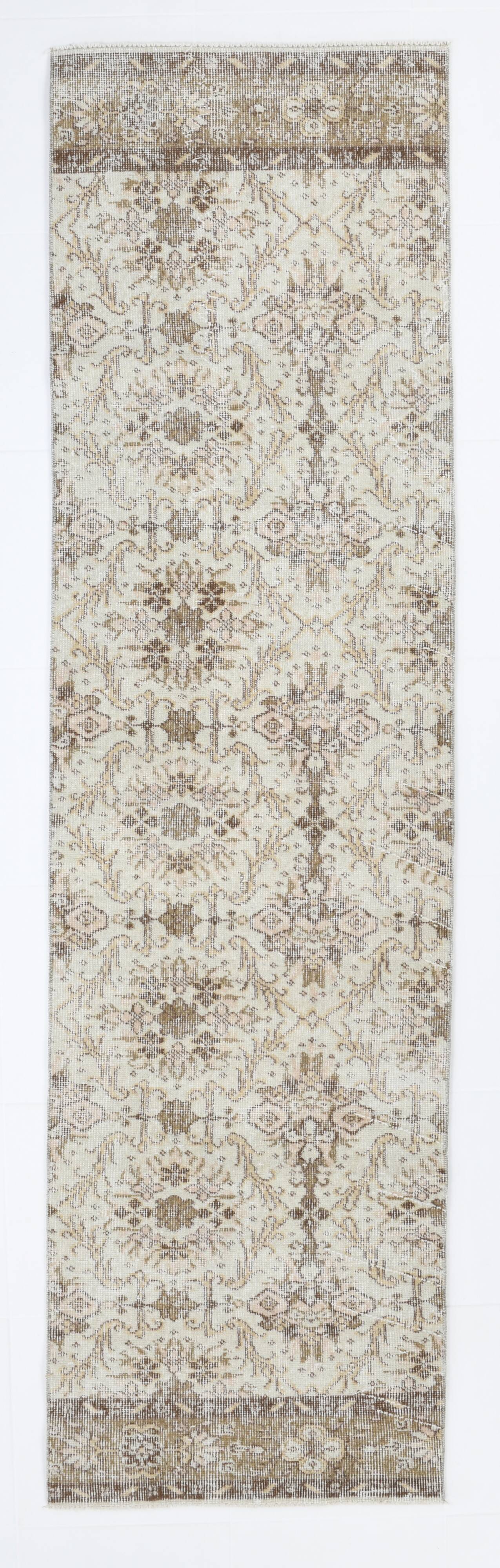 2x9 Floral Vintage Runner Rug, 75x273Cm