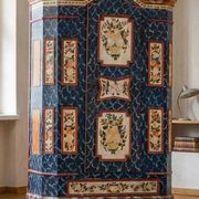 Antique hand-painted Baroque chest folk art cabinet dated solid wood Central Europe, 1865