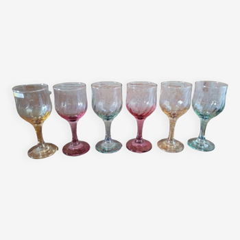 6 Venetian crystal wine glasses