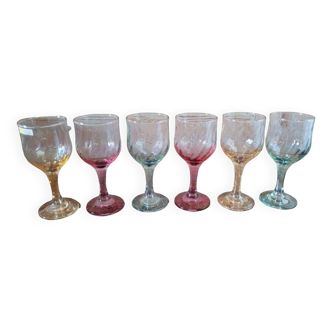 6 Venetian crystal wine glasses