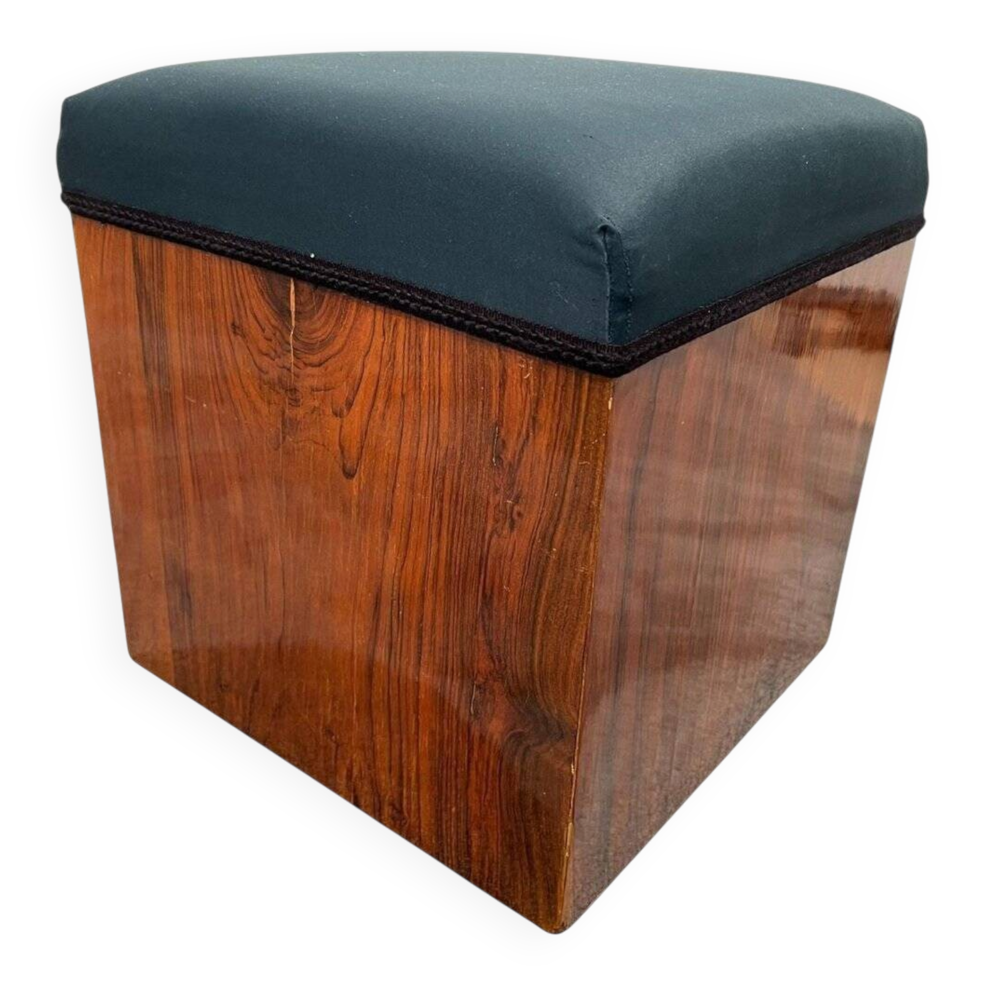 Art Deco Cubic Stool in Walnut Veneer, France, 1930s