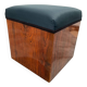 Art Deco Cubic Stool in Walnut Veneer, France, 1930s