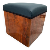 Art Deco Cubic Stool in Walnut Veneer, France, 1930s