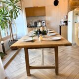 Solid wood farmhouse table with 2 extensions