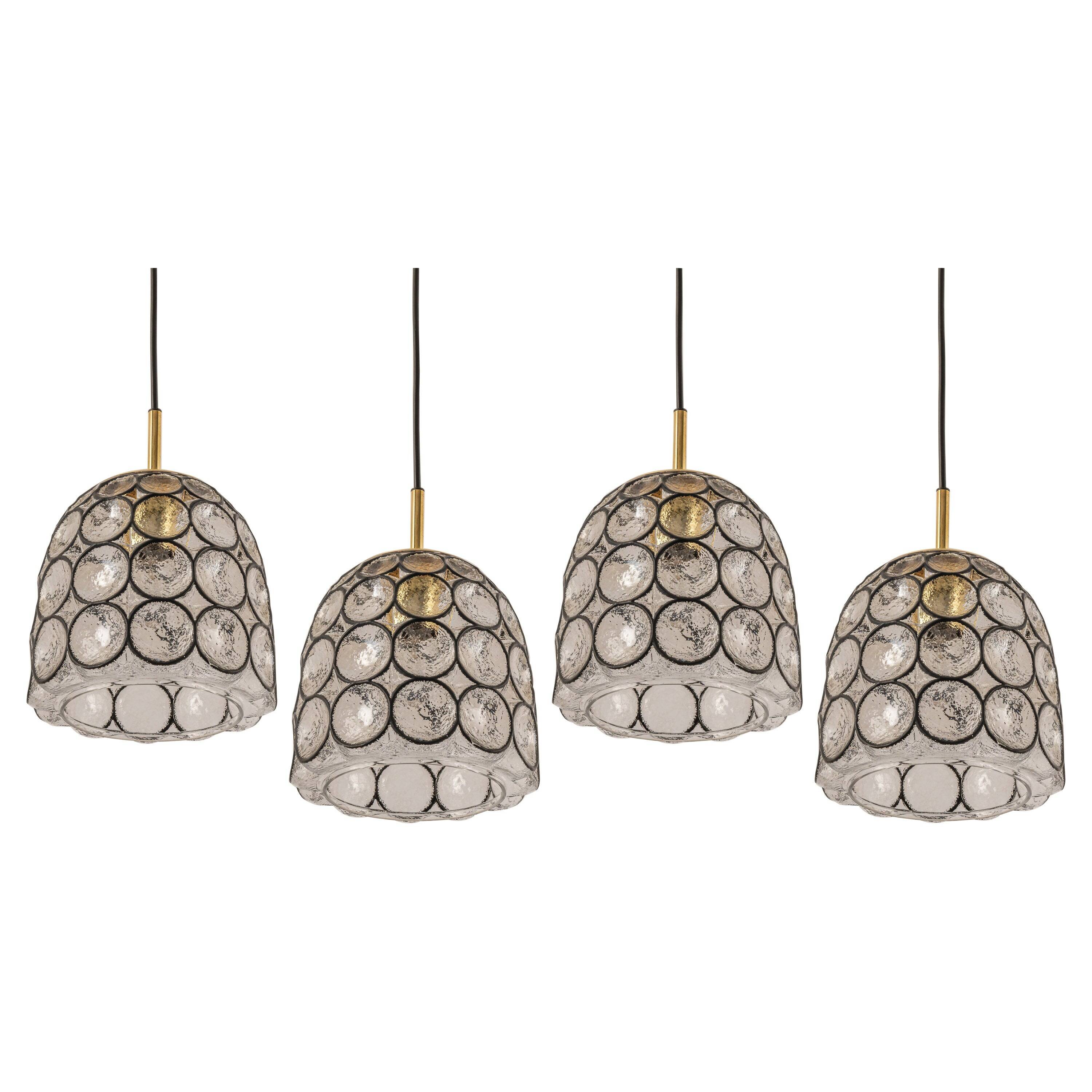 Iron and clear glass pendant by limburg, germany, 1960s.