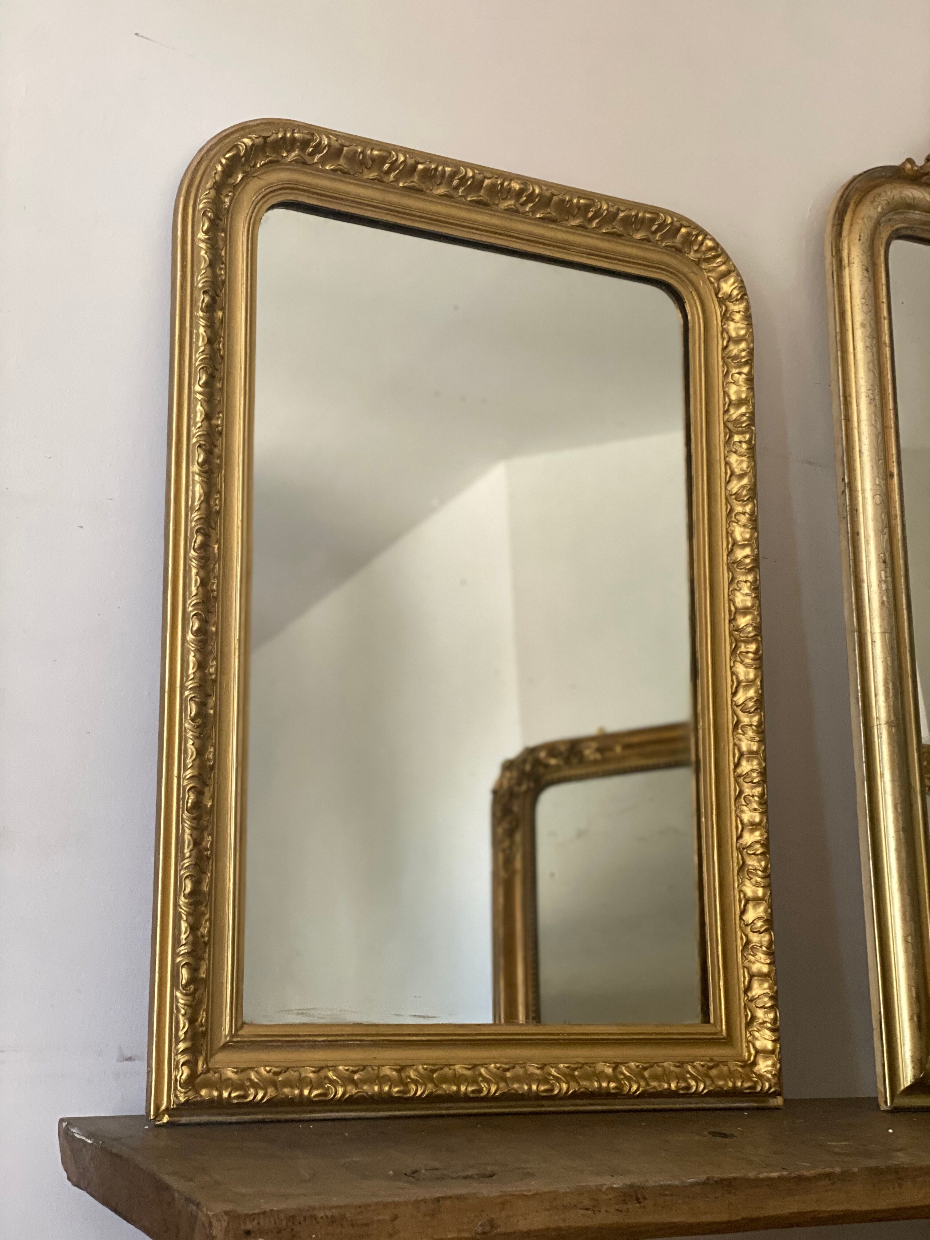 Ancient mirror louis Philippe gilded carved mercury ice - 110x78cm