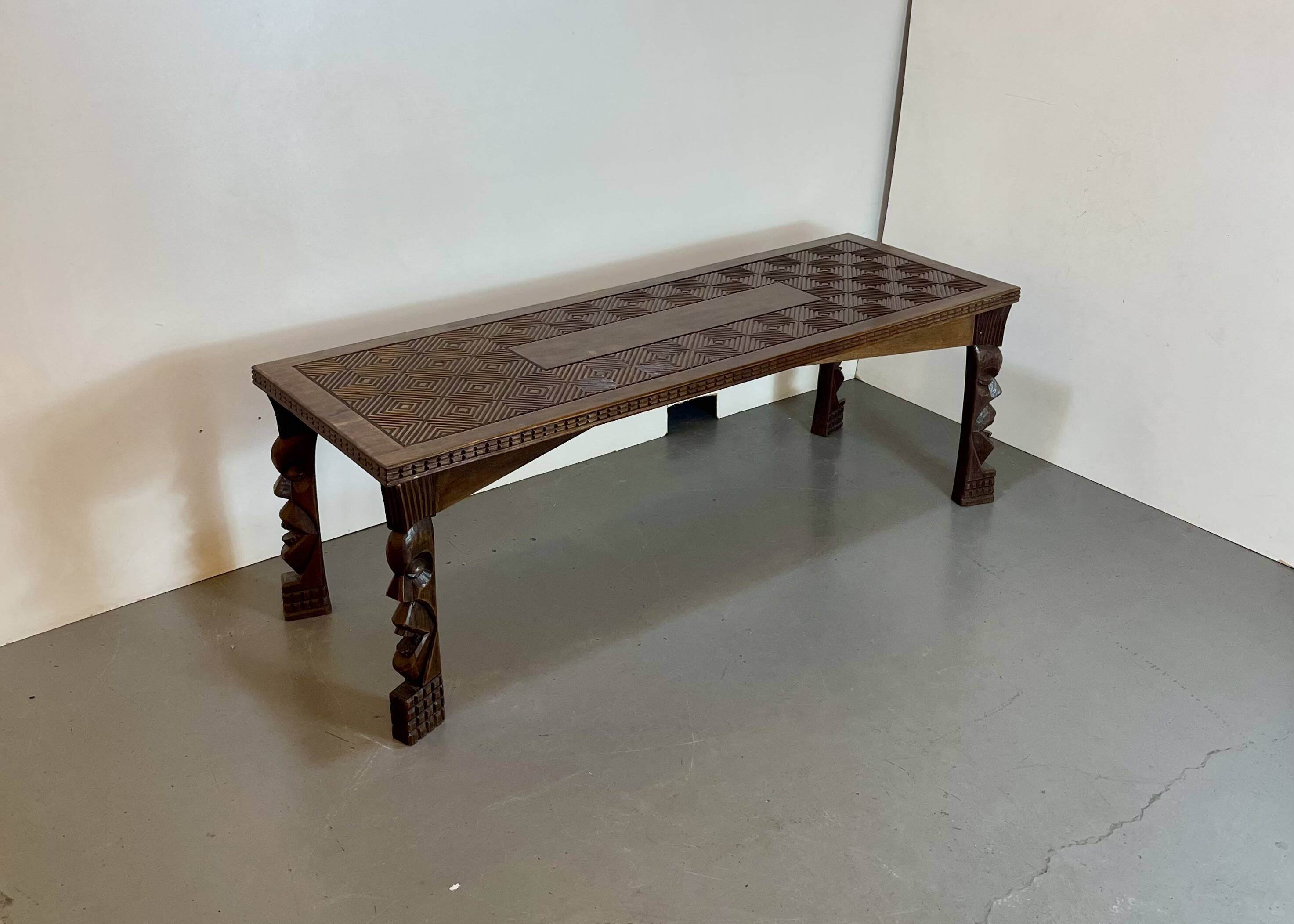 Hand-carved Congolese coffee table, 1989