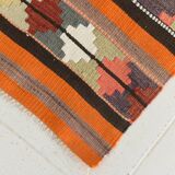 Pink & Brown Turkish Vintage Kilim Runner Rug, 77x387Cm