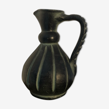 Small pitcher dark green pottery