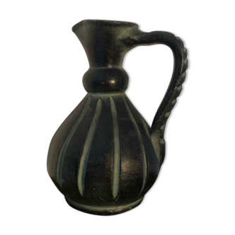 Small pitcher dark green pottery
