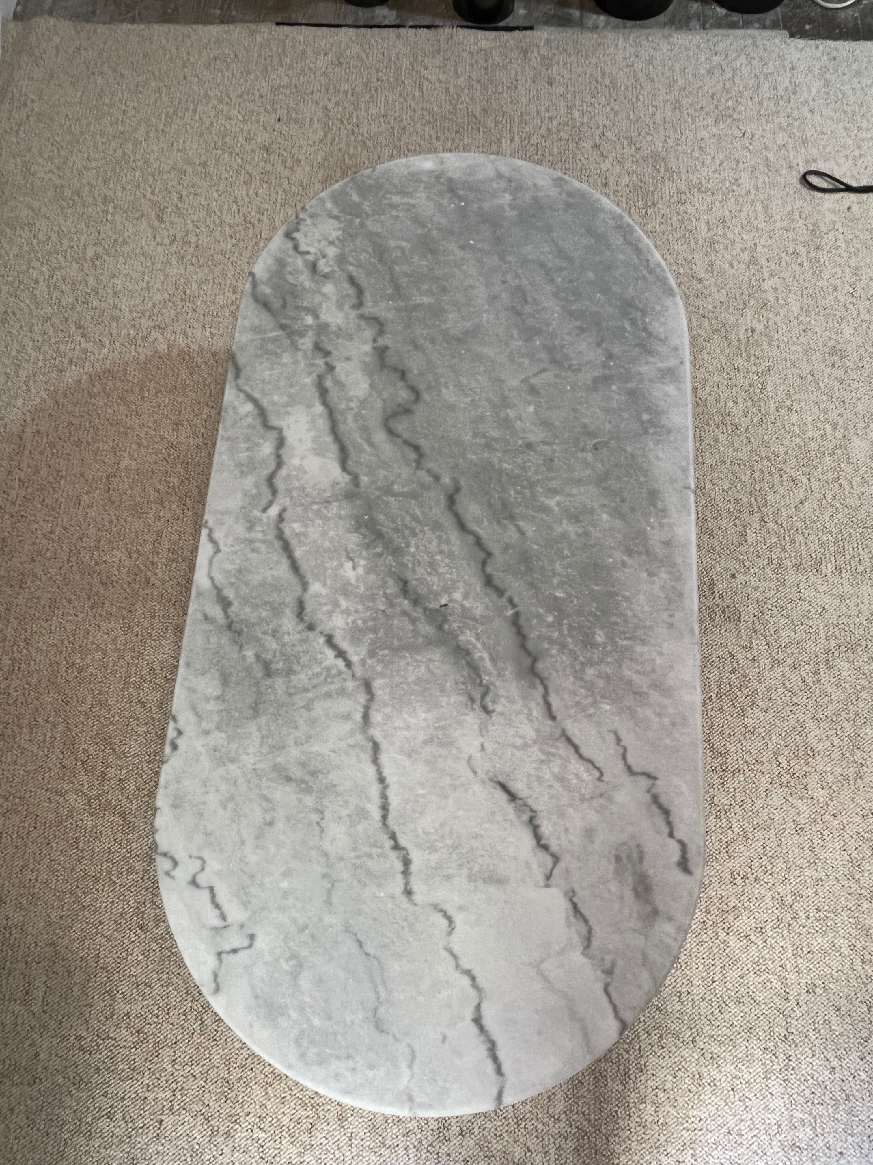 Coffee table marble gray steel foot