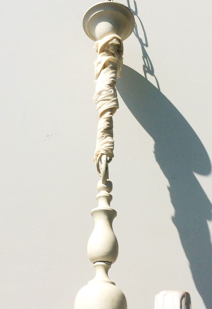 Small patinated dutch chandelier shabby chic 54 x 59 cm