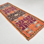 4x12 Kilim Multicolor Rare Size Pattern Kilim Rug, 113x364Cm