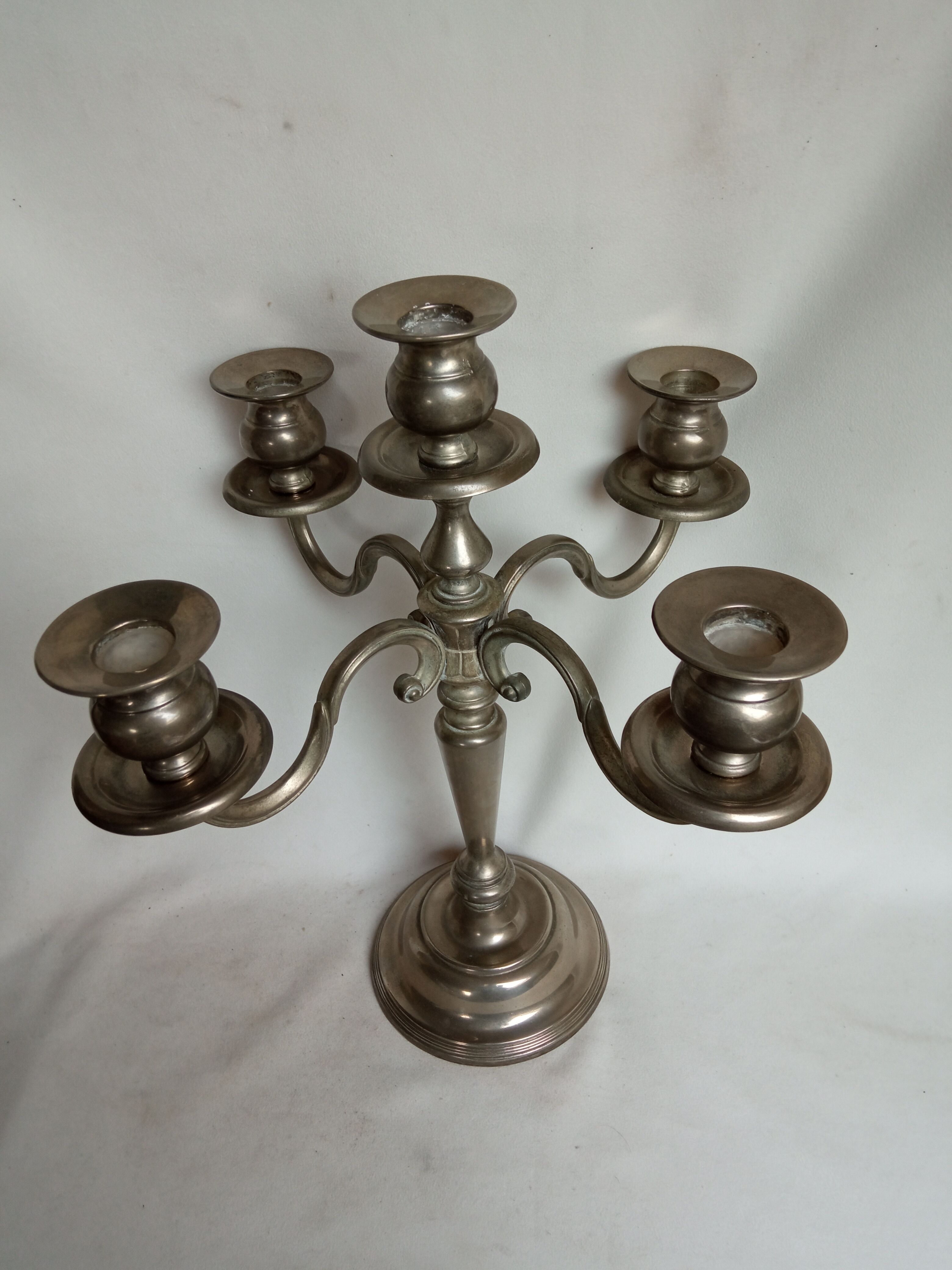 Candle holder 5 lights in silver metal