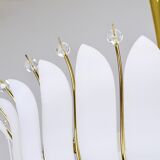 Grand chandelier Rupert Nikoll 27" mid-century brass with leaves, Austria, 1950.