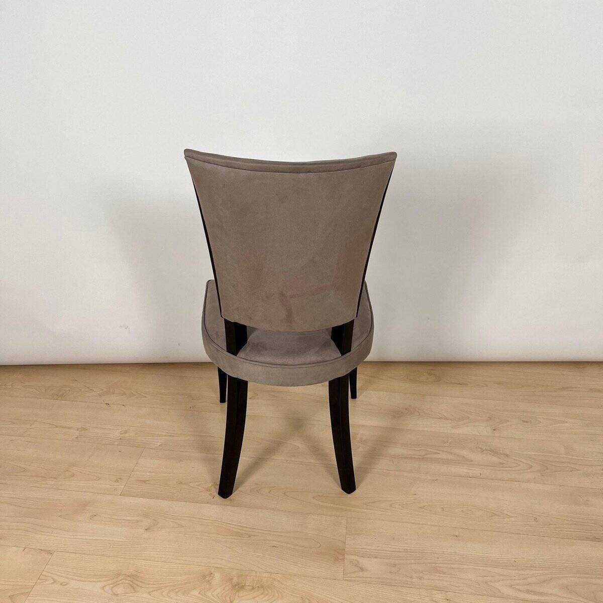 Art Deco Chairs in Black Lacquer & Grey Alcantara, France, 1930s, Set of 6