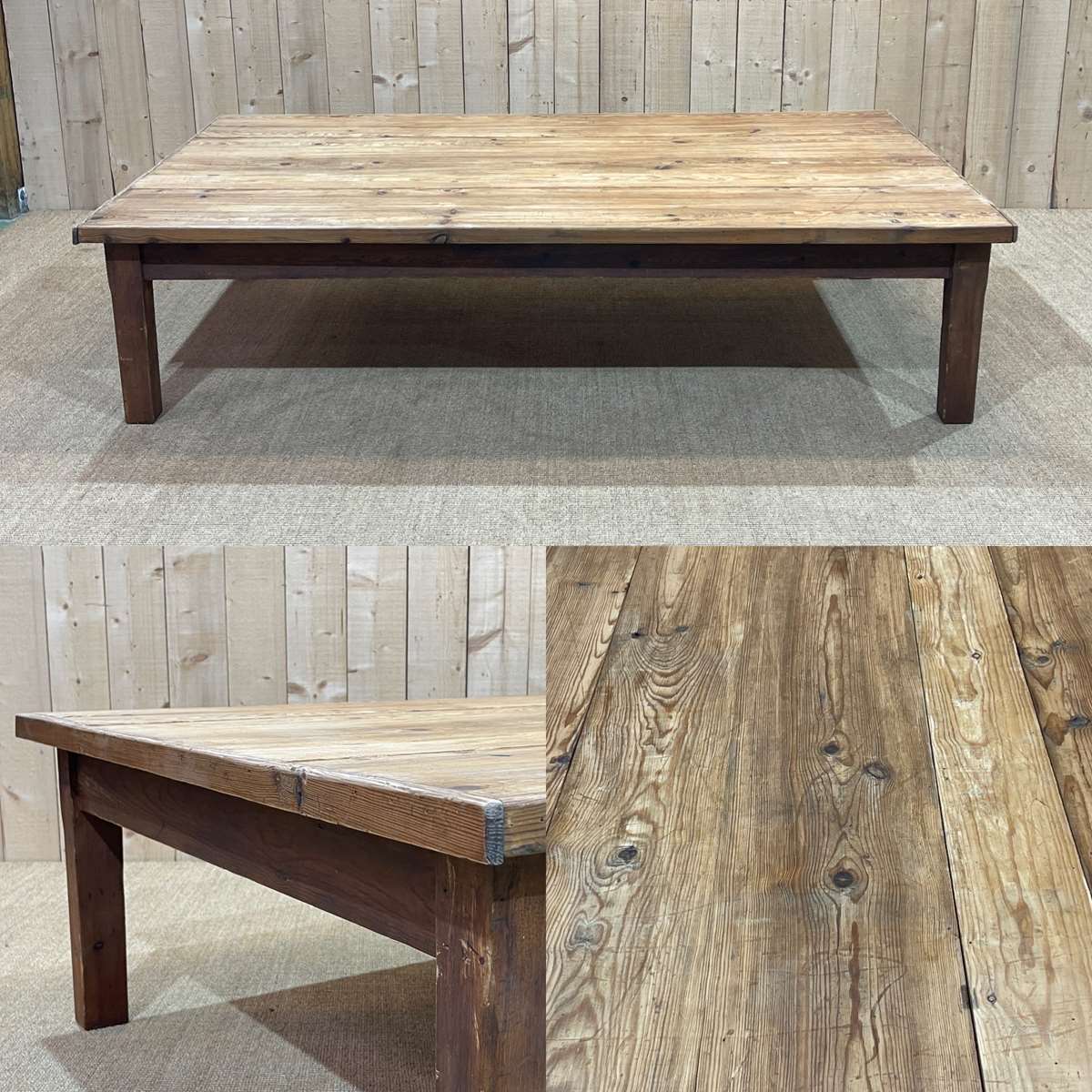 Large 1930s pitch pine coffee table