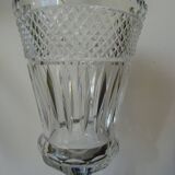 Old Bohemian cut crystal vase on foot 32 cm
