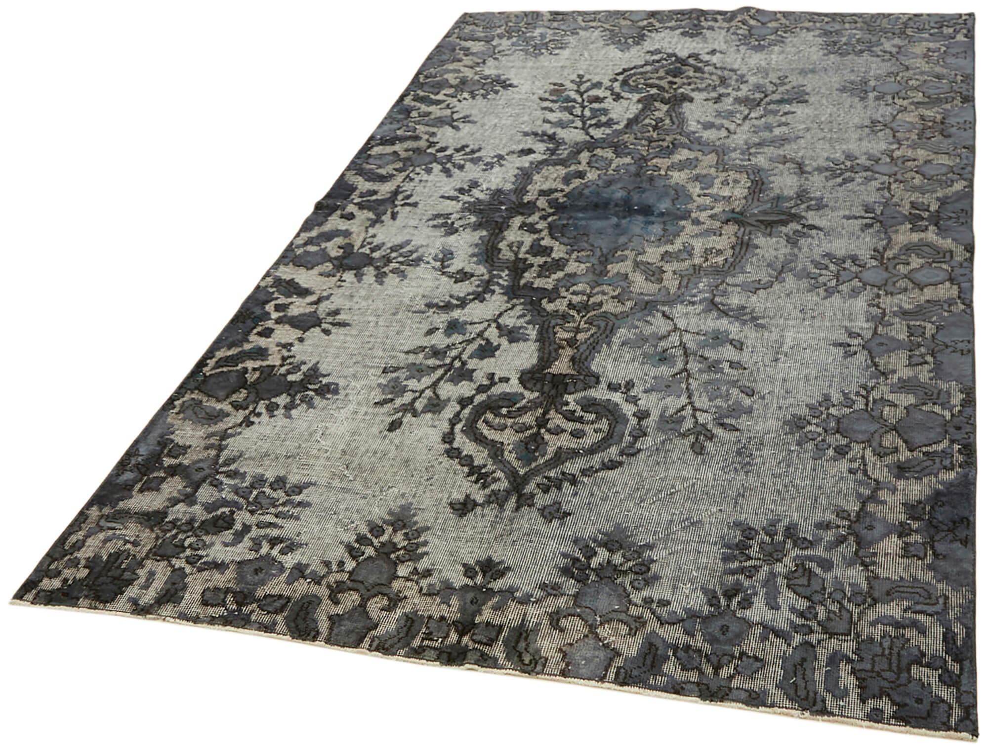 Tapis fait à la main distressed anatolian 1980s 166 cm x 261 cm tapis gris