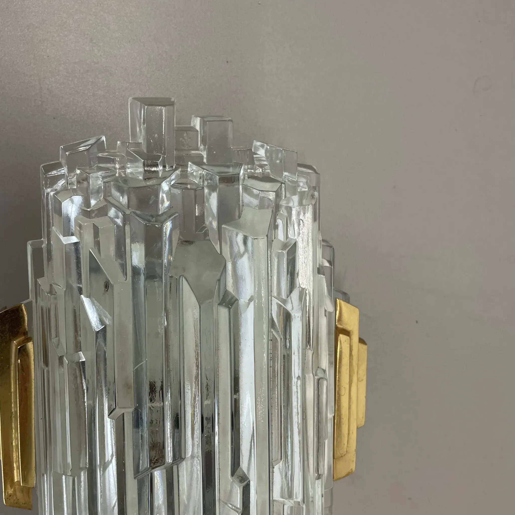 Beautiful CUBIC Ice Glass Wall Light by Hillebrand Lights, Germany, 1970s