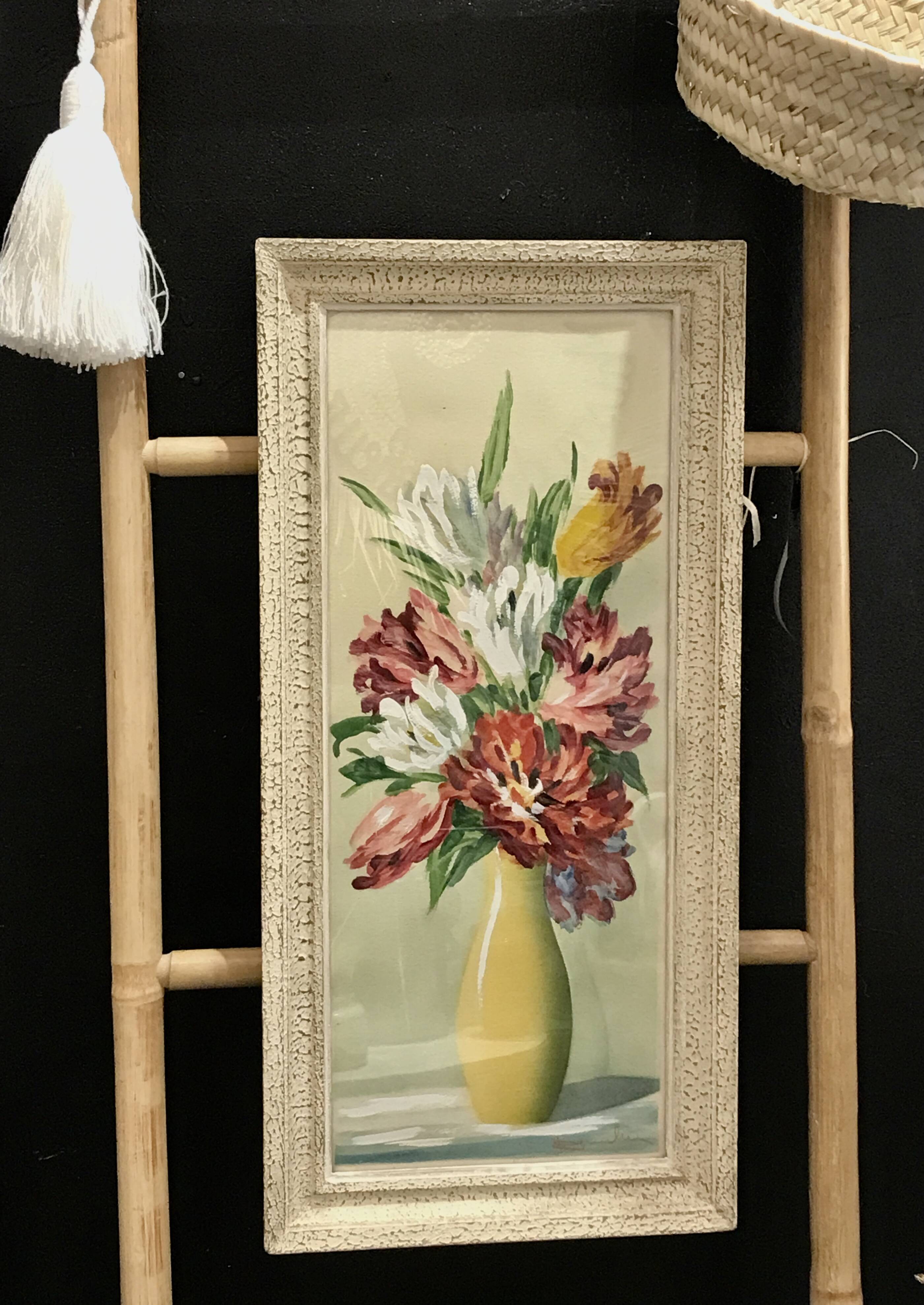 Old painting bouquet of tulips