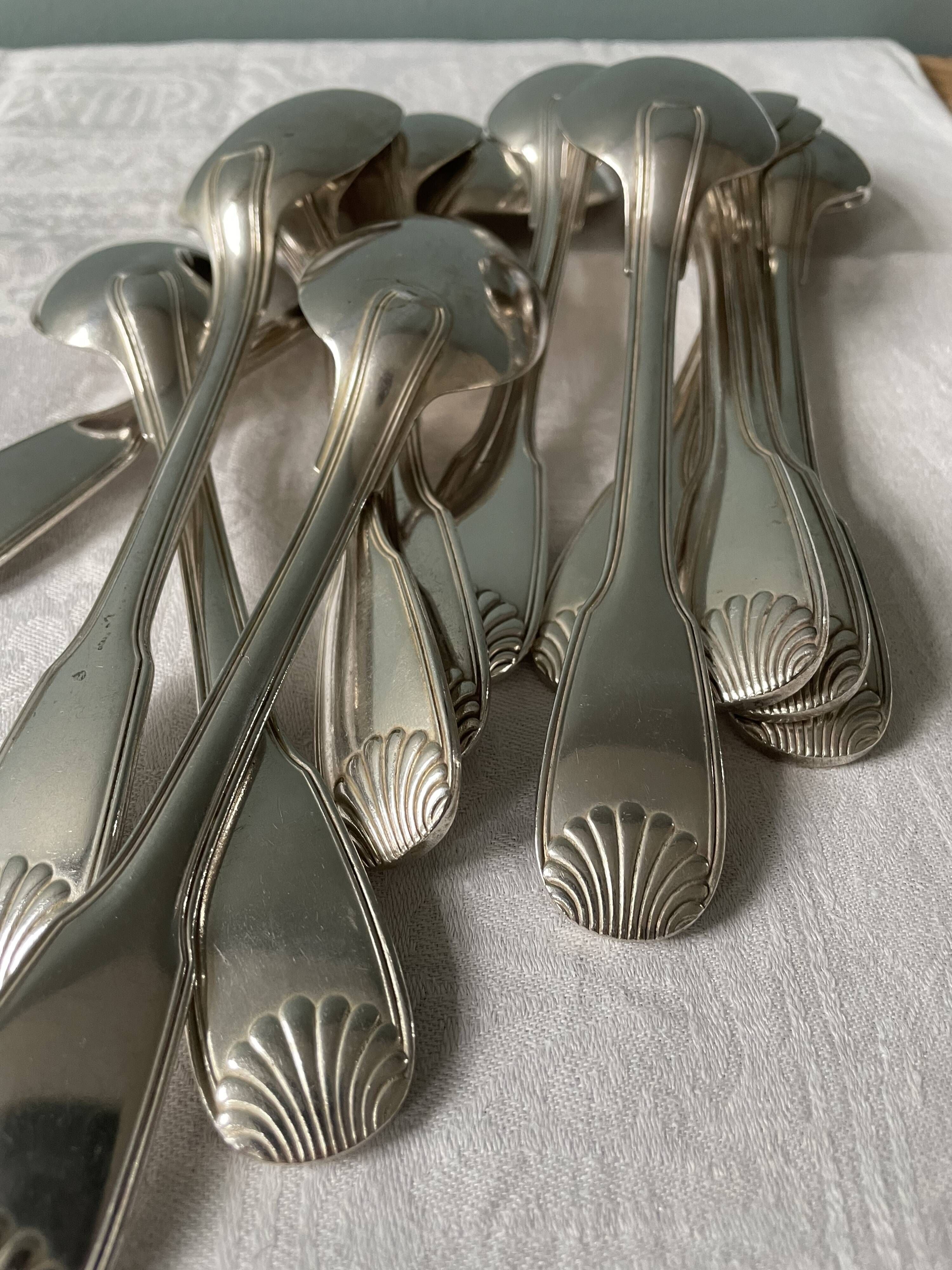 Ercuis housewife in silver metal 90gr of 24 pieces