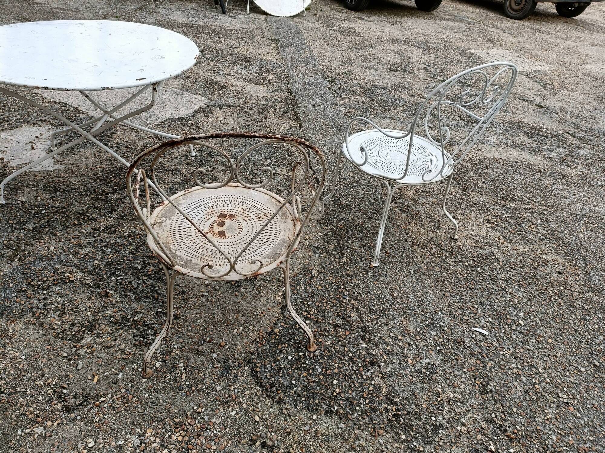 Garden furniture wrought iron old vintage xxeme