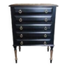 Chest of drawers in black and gold lacquered wood, 5 drawers with brass handles
