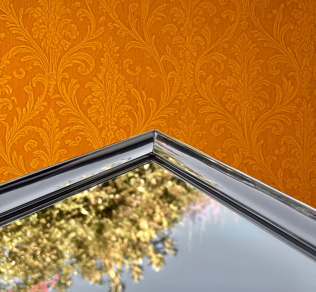 Vintage rectangular mirror Deknudt – polished aluminium frame – Belgium 1970s