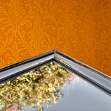 Vintage rectangular mirror Deknudt – polished aluminium frame – Belgium 1970s