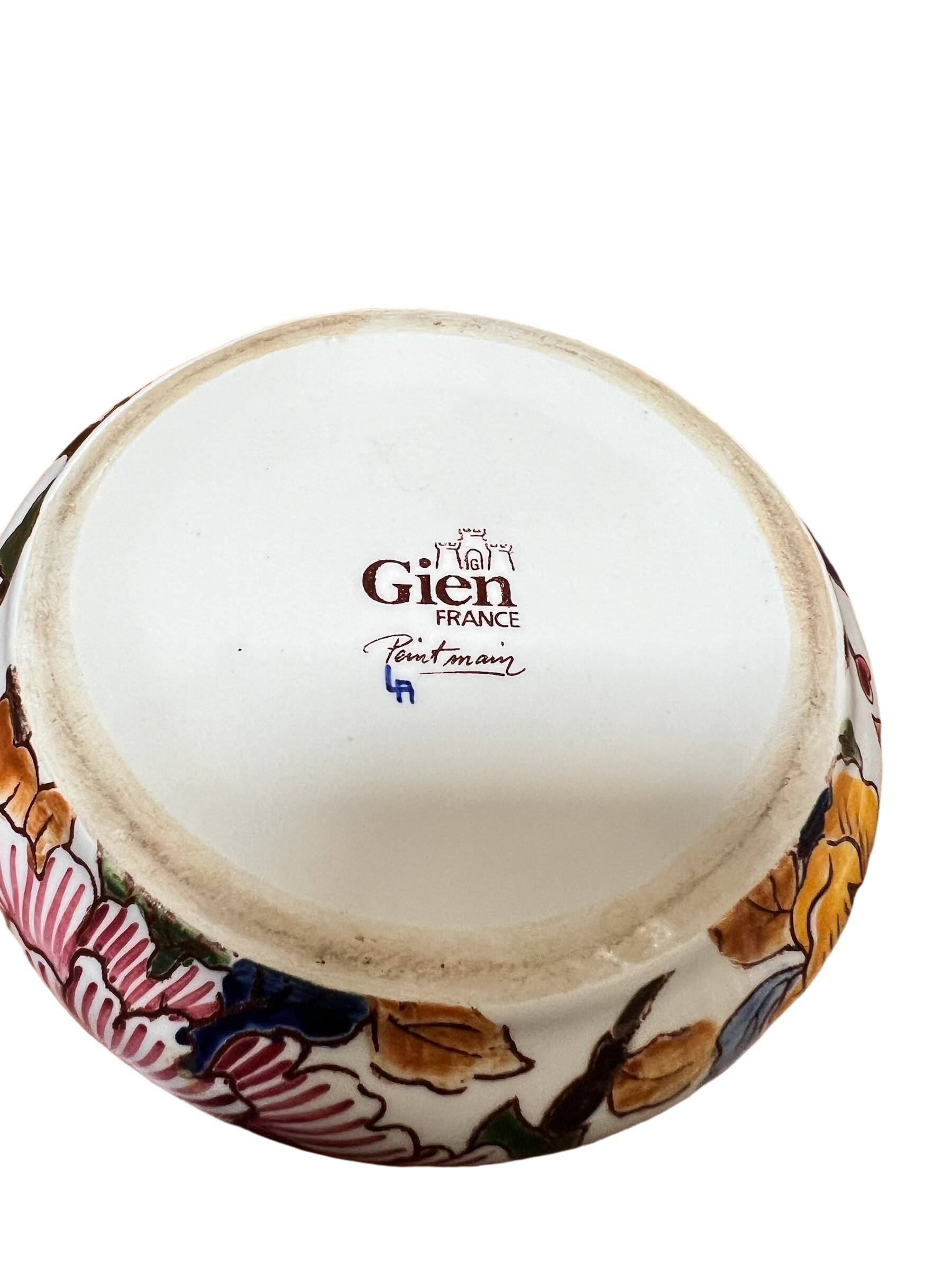 Gien earthenware tea set, peony decoration