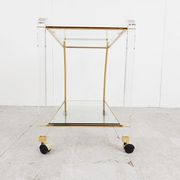 Brass and lucite drinks trolley, 1970s